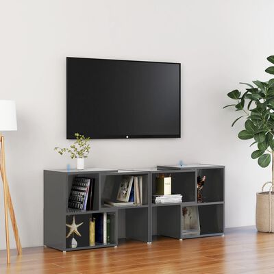 vidaXL TV skrinka, lesklá sivá 104x30x52 cm, kompozitné drevo