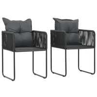 vidaXL Vonkajšie stoličky 2 ks s vankúšmi, polyratan, čierne
