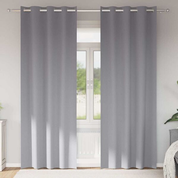 vidaXL Z&aacute;clony na zatemnenie s kr&uacute;žkami 2 pcs Svetlosiv&aacute; 225 x 140 cm
