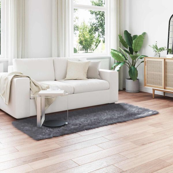 vidaXL Falo&scaron;n&yacute; ovč&iacute; kožu&scaron;inov&yacute; koberec Tafalla Antracit 80 x 200 cm