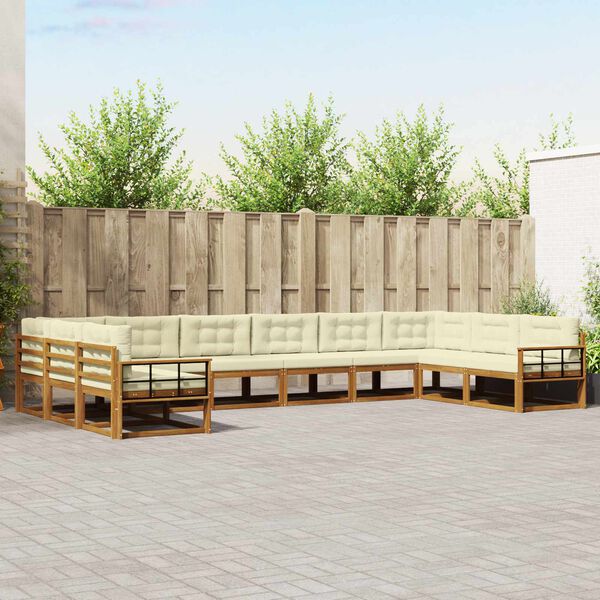 vidaXL Z&aacute;hradn&aacute; s&uacute;prava gaučov s vank&uacute;&scaron;om 10 pcs Pr&iacute;rodn&aacute; a kr&eacute;mov&aacute;