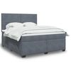 vidaXL Posteľn&yacute; r&aacute;m boxspring s matracom tmavosiv&yacute; 180x200 cm zamat