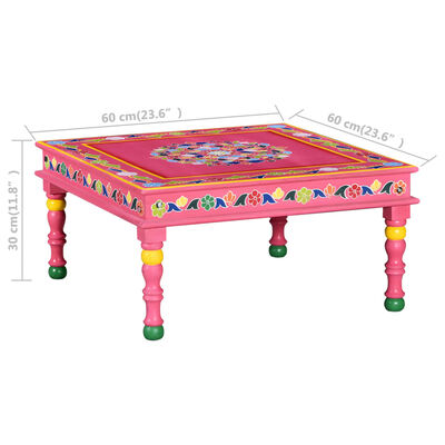 vidaXL Ručne maľovaný konferenčný stolík, mangové drevo, ružový