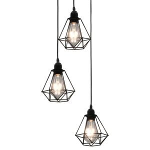 vidaXL Stropn&aacute; lampa s diamantov&yacute;m dizajnom, čierna 3 x E27 žiarovky