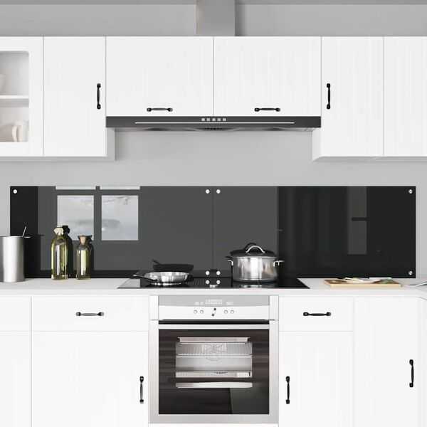 vidaXL Kuchynský backsplash 2 pcs Čierna 110 x 50 cm tvrdené sklo