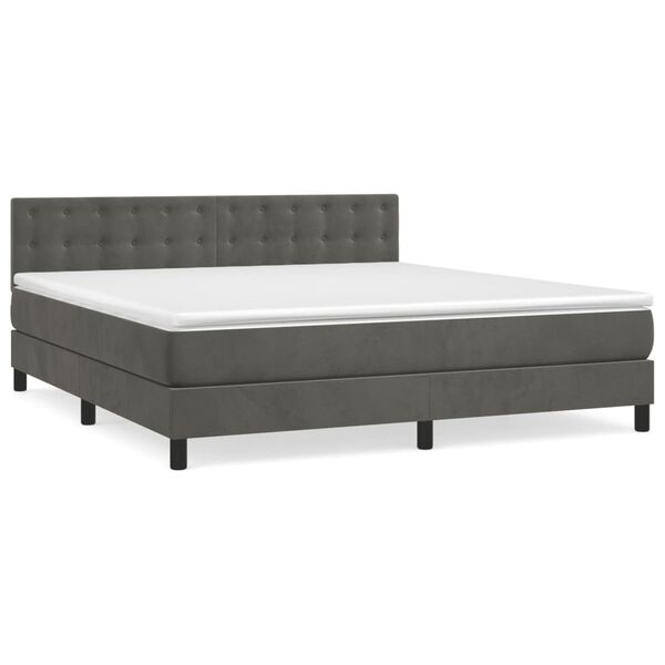 vidaXL Posteľn&yacute; r&aacute;m boxspring s matracom tmavosiv&yacute; 160x200 cm zamat