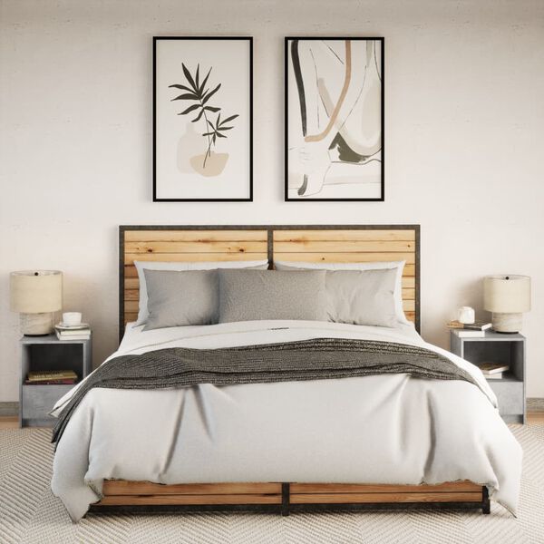 vidaXL Nočn&eacute; stol&iacute;ky s LED svetlami 2ks bet&oacute;novo siv&yacute; kompozitn&eacute; drevo