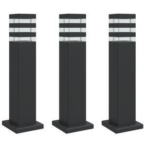 vidaXL Vonkaj&scaron;ie stojace lampy 3 ks čierna 50 cm hlin&iacute;k