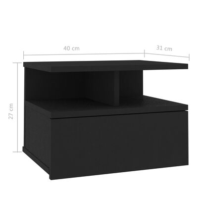 vidaXL Nástenný nočný stolík, čierny 40x31x27 cm, kompozitné drevo