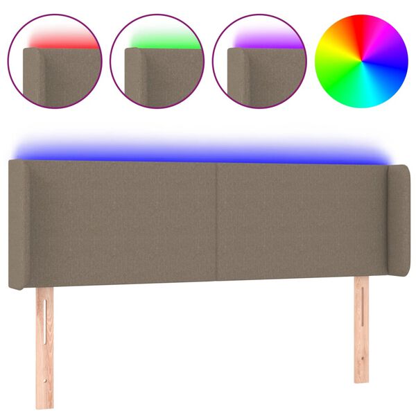 vidaXL Čelo postele s LED sivohned&eacute; 147x16x78/88 cm l&aacute;tka