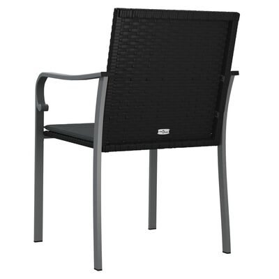 vidaXL Záhradné stoličky s vankúšmi 6 ks čierne 56x59x84 cm polyratan