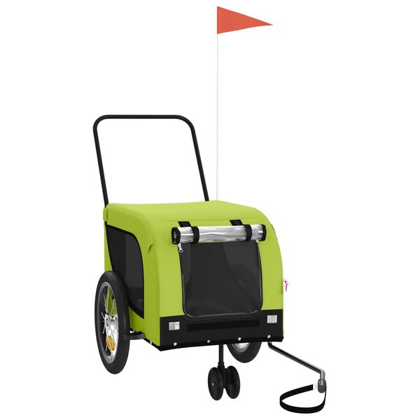 vidaXL Cyklovoz&iacute;k pre zvierat&aacute;, zeleno čierny, oxfordsk&aacute; l&aacute;tka, železo