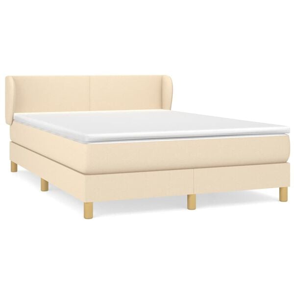 vidaXL Boxspring posteľ s matracom kr&eacute;mov&yacute; 140x190 cm l&aacute;tka
