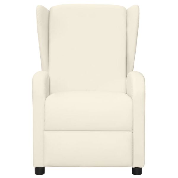 vidaXL Masážne kreslo ušiak, krémové, umelá koža