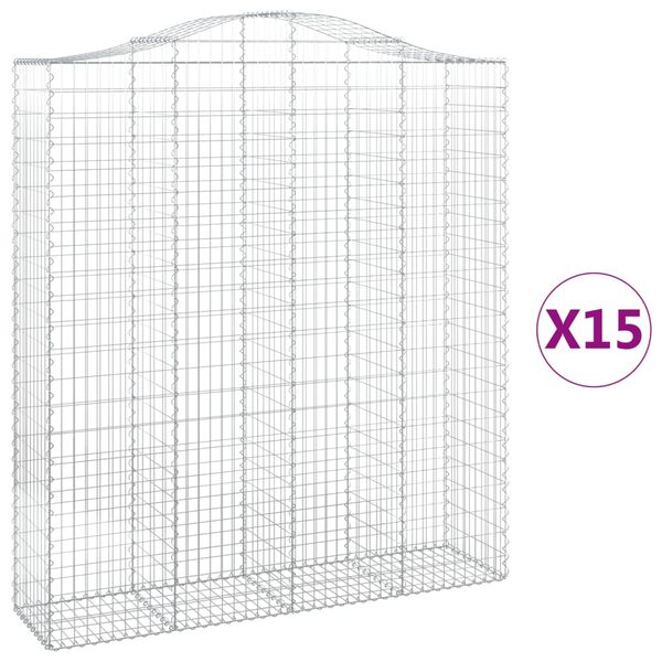 vidaXL Obl&uacute;kov&yacute; gabionov&yacute; k&ocirc;&scaron; 15ks 200x50x220/240cm pozinkovan&eacute; železo