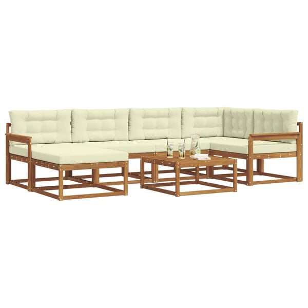 vidaXL Z&aacute;hradn&aacute; s&uacute;prava gaučov s vank&uacute;&scaron;om 7 pcs Pr&iacute;rodn&aacute; a kr&eacute;mov&aacute;