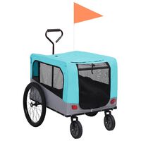 vidaXL Vozík pre domáce zvieratá na bicykel/beh 2-v-1, modro sivý