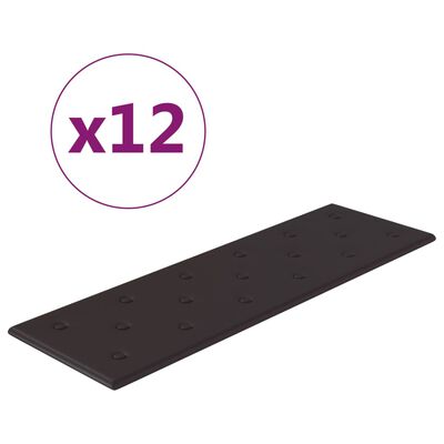 vidaXL Nástenné panely 12 ks čierne 90x30 cm umelá koža 3,24 m²