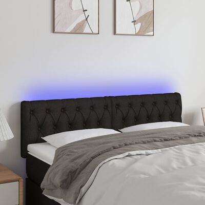 vidaXL Čelo postele s LED čierne 160x7x78/88 cm látka
