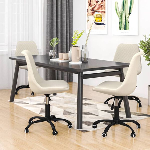 vidaXL Otočn&eacute; jed&aacute;lensk&eacute; stoličky 4 ks kr&eacute;mov&eacute; l&aacute;tka