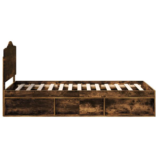 vidaXL R&aacute;m postele Dymov&aacute; dub 75 x 190 cm Mas&iacute;vne borovicov&eacute; drevo