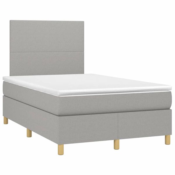 vidaXL Boxspring posteľ s matracom a LED, svetlosiv&aacute; 120x190 cm, l&aacute;tka