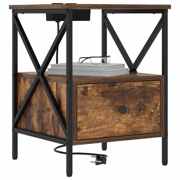 vidaXL Nočn&yacute; stol&iacute;k so z&aacute;suvkou 2 pcs Dymov&aacute; dub 41,5 x 40,5 x 55 cm