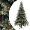 vidaXL Osvetlen&yacute; vianočn&yacute; stromček+&scaron;i&scaron;ky, zeleno biely 225cm, PVC a PE