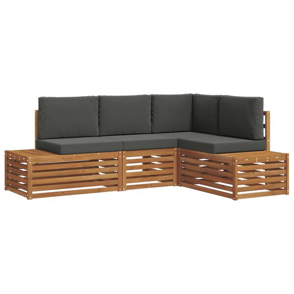 vidaXL Z&aacute;hradn&aacute; s&uacute;prava gaučov s vank&uacute;&scaron;om 4 Kus Pr&iacute;rodn&aacute; a antracitov&aacute;