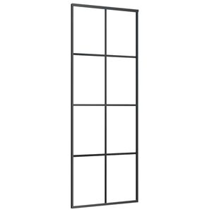 vidaXL Posuvn&eacute; dvere čierne 76x205 cm ESG sklo a hlin&iacute;k