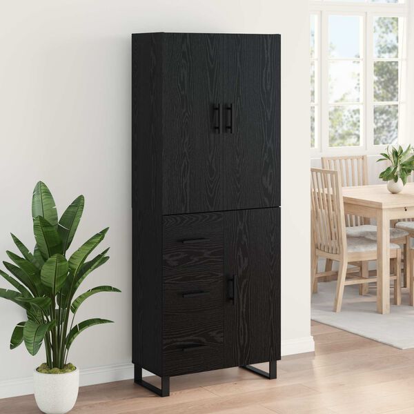 vidaXL Highboard so z&aacute;suvkou 2 pcs Čierny dub 69,5 x 34 x 180 cm