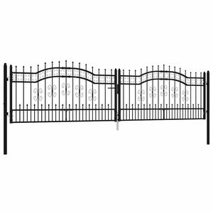 vidaXL Plotov&aacute; br&aacute;na KAMPEN s vrchnou časťou z o&scaron;tepu čierna 394,5x100 cm oceľ