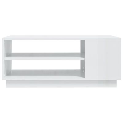 vidaXL Konferenčný stolík lesklý biely 102x55x43 cm drevotrieska