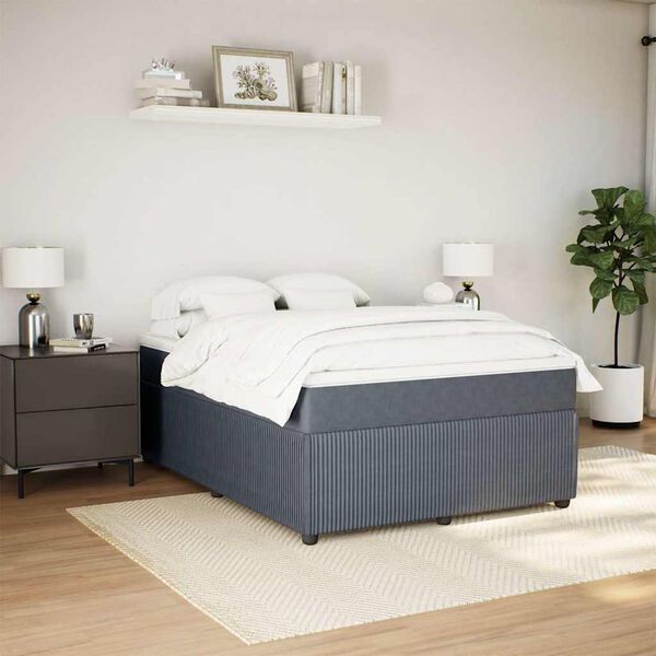 vidaXL Posteľný rám boxspring s matracom tmavosivý 160x200 cm zamat