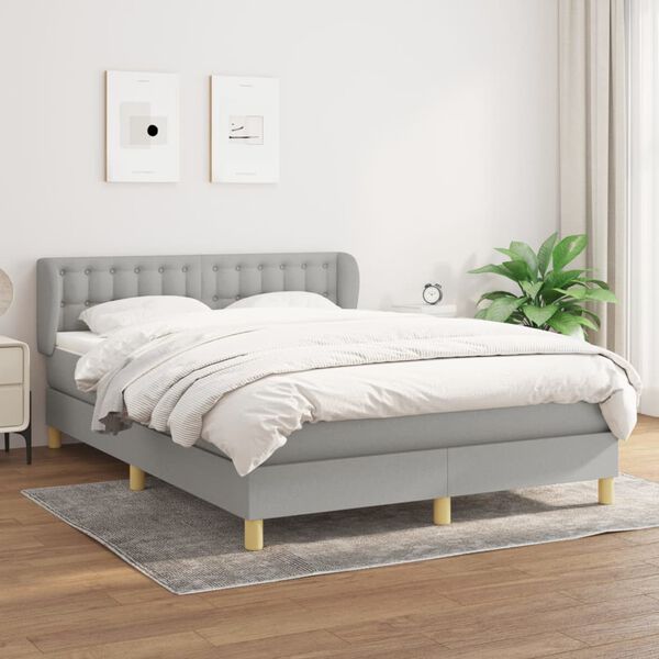 vidaXL Boxspring posteľ s matracom bledosivá 140x200 cm látka