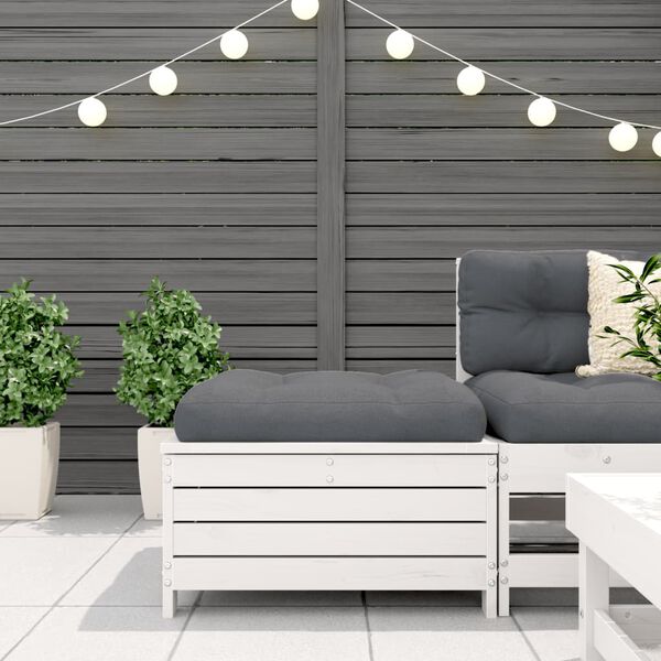 vidaXL Záhradná taburetka biela 62x63,5x32 cm borovicový masív