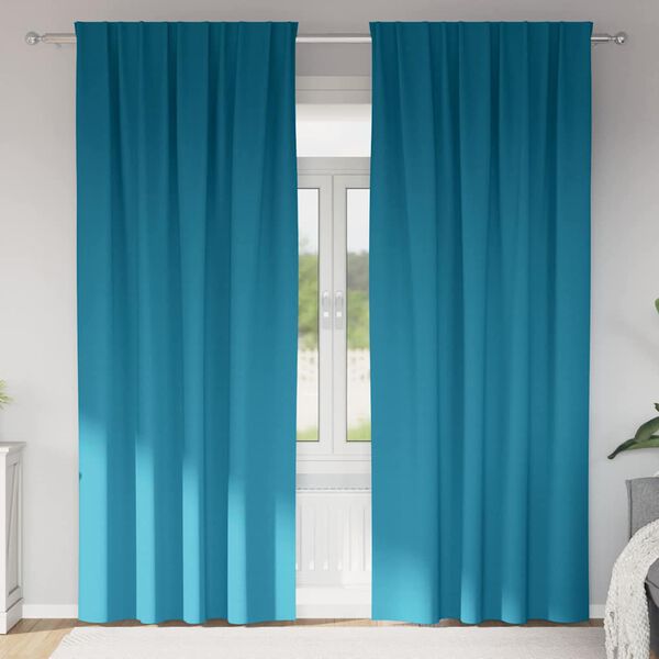 vidaXL Z&aacute;clony na zatemnenie s kr&uacute;žkami 2 pcs Tyrkysov&aacute; 245 x 140 cm