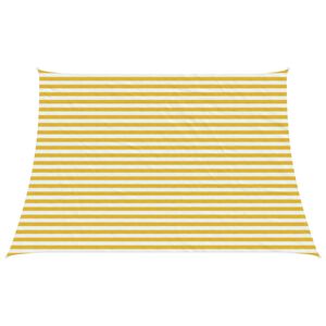 vidaXL Plachta na tienenie Žlt&aacute; a biela 3 / 4 x 3 m HDPE