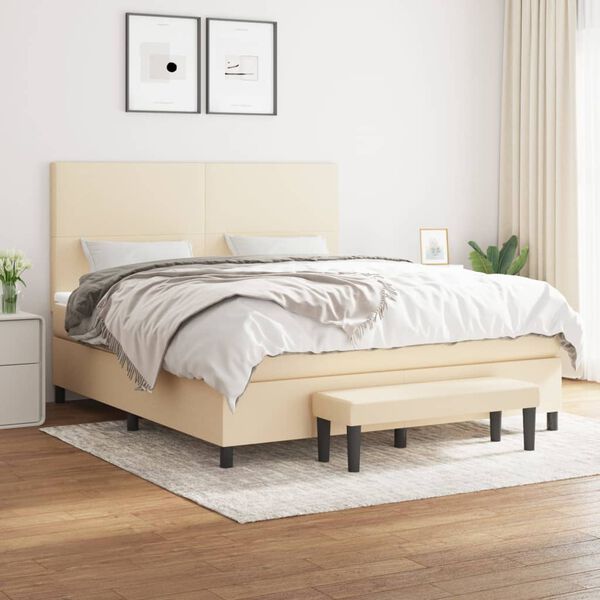 vidaXL Posteľn&yacute; r&aacute;m boxspring s matracom kr&eacute;mov&yacute; 180x200 cm l&aacute;tka