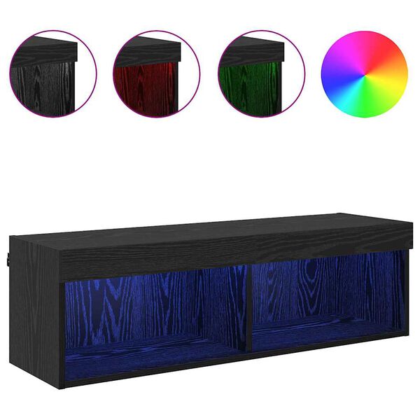 vidaXL TV n&aacute;stenn&aacute; skriňa N&aacute;stenn&yacute; Panama Čierny dub 100 x 30 x 30 cm