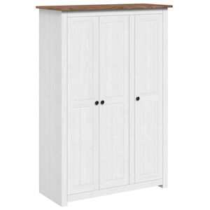 vidaXL 3-dverov&yacute; &scaron;atn&iacute;k biely 118x50x171,5 cm borovicov&eacute; drevo Panama Range