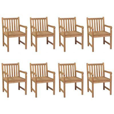 vidaXL Záhradné stoličky 8 ks s bledomodrými podložkami teakový masív