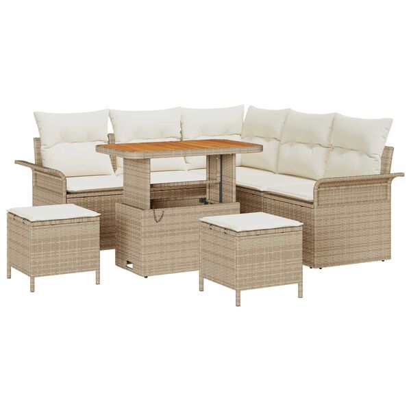 vidaXL S&uacute;prava z&aacute;hradn&yacute;ch pohoviek 8 pcs B&eacute;žov&aacute; polyratan