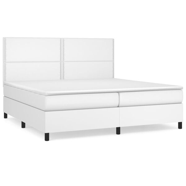 vidaXL Boxspring posteľ s matracom biela 200x200 cm umel&aacute; koža
