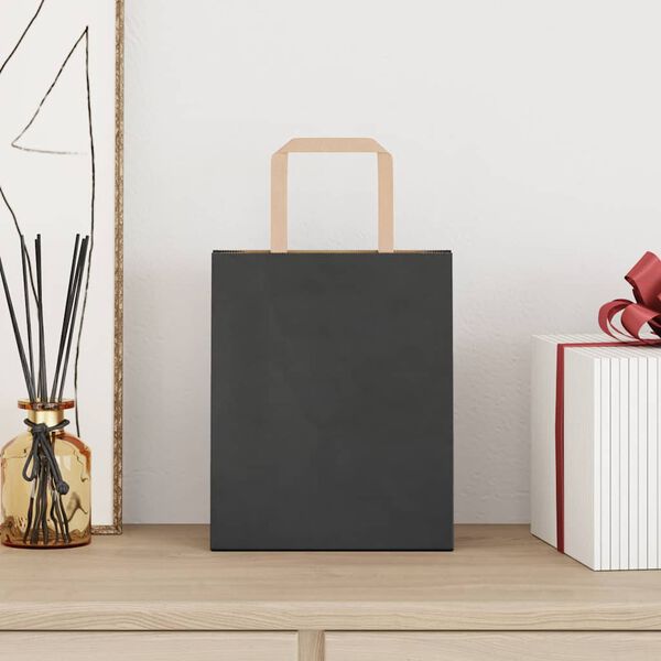 vidaXL Papierov&eacute; ta&scaron;ky 250 ks s r&uacute;čkami, čierna, 18x8x22 cm