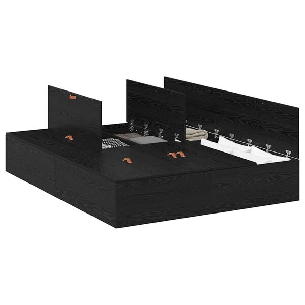 vidaXL Rám postele Čierny dub 140 x 200 cm Kompozitné drevo