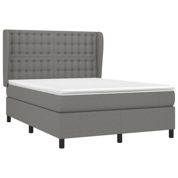 vidaXL Boxspring posteľ s matracom tmavosiv&aacute; 140x190 cm l&aacute;tka
