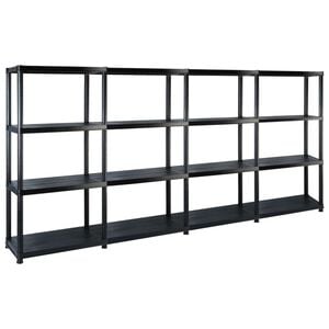 vidaXL Reg&aacute;l so 4 &uacute;ložn&yacute;mi poličkami čierny 244x30,5x130 cm plastov&yacute;