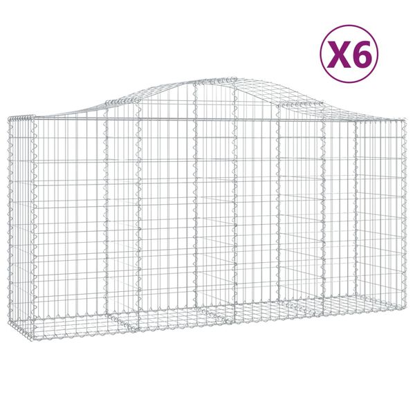 vidaXL Obl&uacute;kov&eacute; gabi&oacute;nov&eacute; ko&scaron;e 6ks 200x50x100/120cm pozinkovan&eacute; železo
