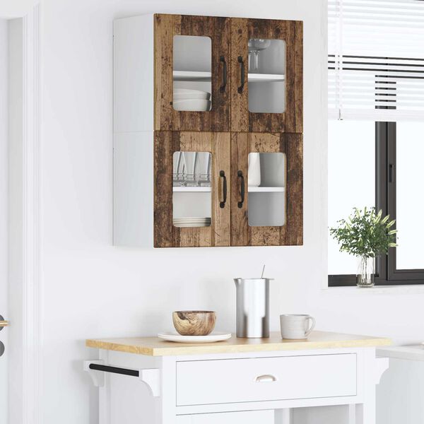 vidaXL Kuchynsk&aacute; skriňa s poličkou 2 pcs Star&eacute; drevo 60 x 31 x 40 cm